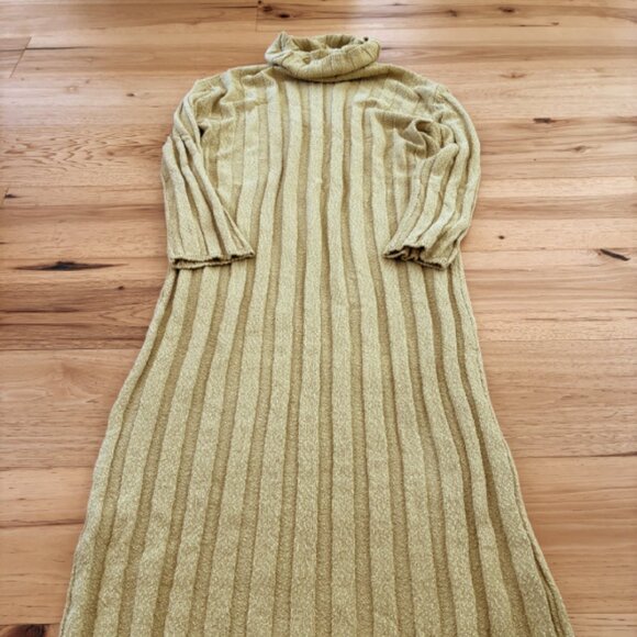 FREE PEOPLE L Wanda rib cowl neck woman Natural stretch oversized maxi dress M - Picture 7 of 7